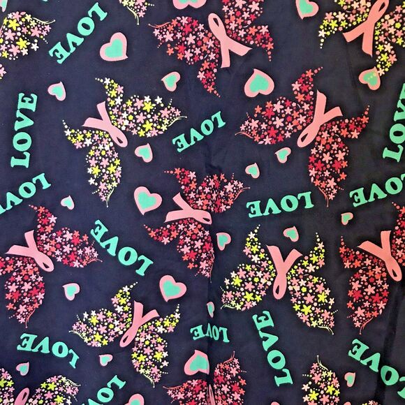 Scrub Studio Top Women's L Navy Butterfly Cotton Poly Pockets V-Neck SS Scrubs - Picture 8 of 10